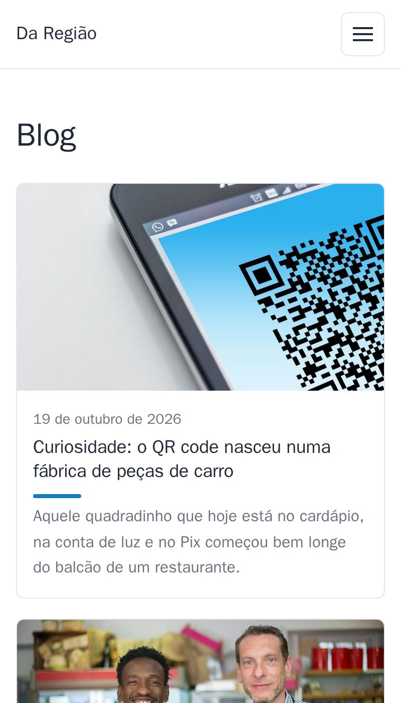 A página do blog de sobre.daregiao.com.br no celular